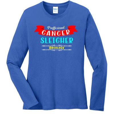 Cancer Sleigher Christmas Oncology Chemo Nurse Gift Ladies Long Sleeve Shirt