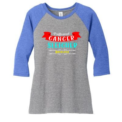 Cancer Sleigher Christmas Oncology Chemo Nurse Gift Women's Tri-Blend 3/4-Sleeve Raglan Shirt