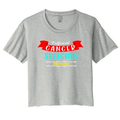 Cancer Sleigher Christmas Oncology Chemo Nurse Gift Women's Crop Top Tee