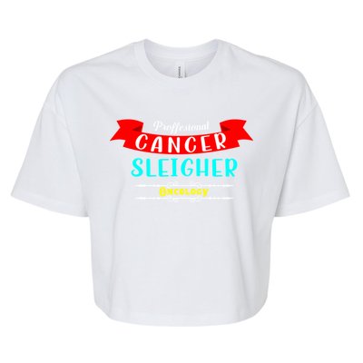 Cancer Sleigher Christmas Oncology Chemo Nurse Gift Bella+Canvas Jersey Crop Tee