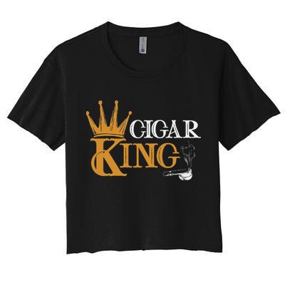 Cigar Smoking Connoisseur Tobacco Cigar King Women's Crop Top Tee