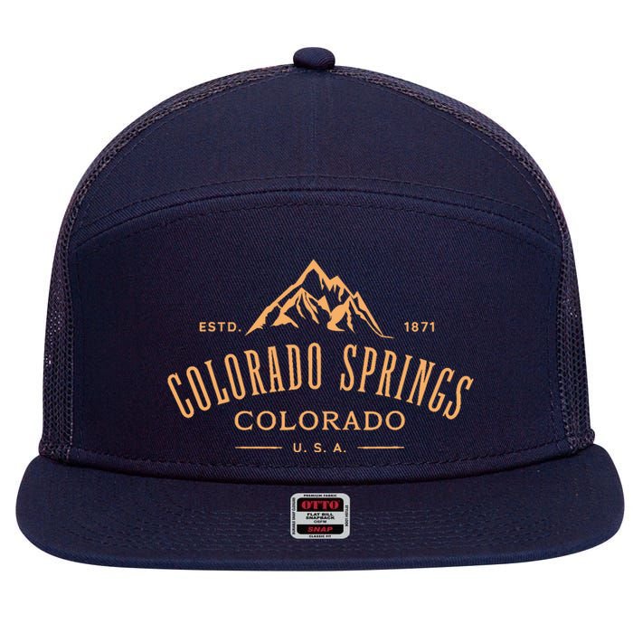 Colorado Springs Colorado Awesome Mountain Design Souvenir 7 Panel Mesh Trucker Snapback Hat