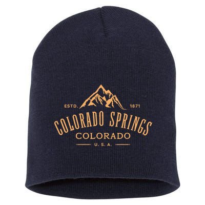 Colorado Springs Colorado Awesome Mountain Design Souvenir Short Acrylic Beanie