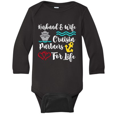 Cruise Ship Couple Husband & Wife Cruising Partners For Life Baby Long Sleeve Bodysuit