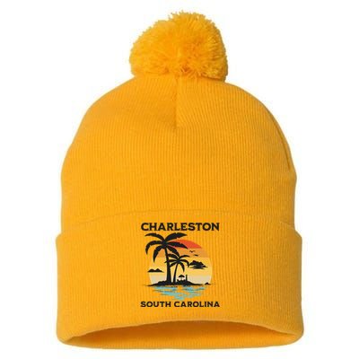 Charleston South Carolina Beach Summer Vacation Pom Pom 12in Knit Beanie