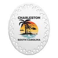 Charleston South Carolina Beach Summer Vacation Ceramic Oval Ornament