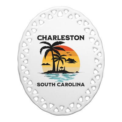 Charleston South Carolina Beach Summer Vacation Ceramic Oval Ornament