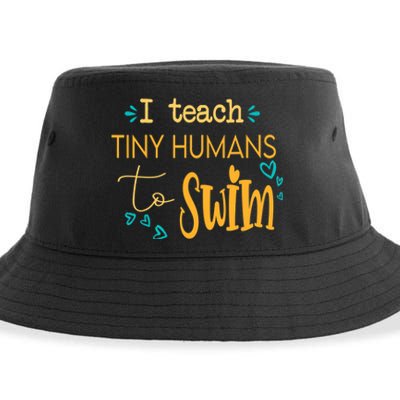 cool swim coach I teach tiny humans to swim swimming teacher Sustainable Bucket Hat