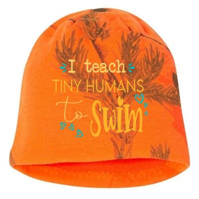 cool swim coach I teach tiny humans to swim swimming teacher Kati - Camo Knit Beanie