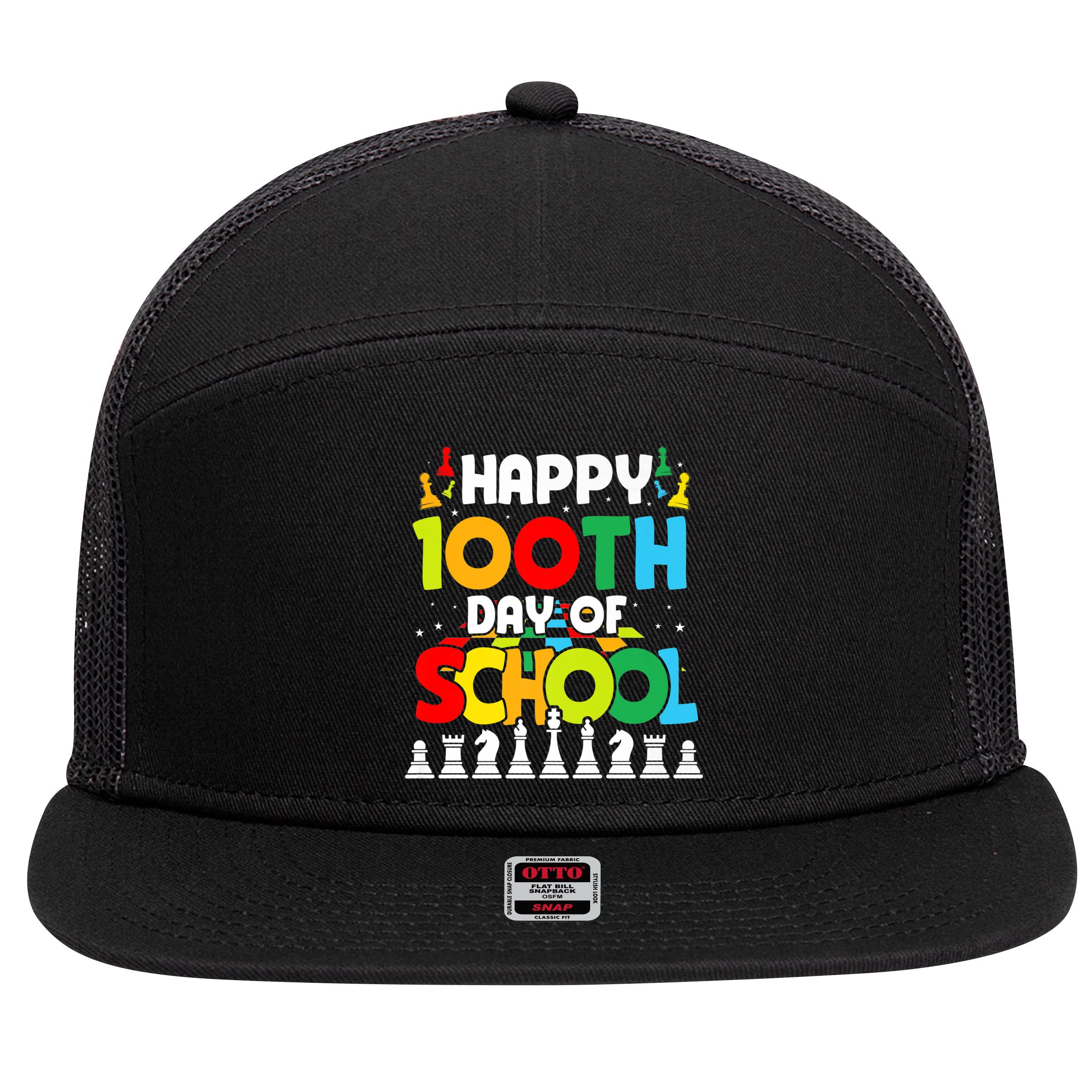 Chess Stuff Chess Club Chess Merch 100th Day Of School Chess Gift 7 Panel Mesh Trucker Snapback Hat