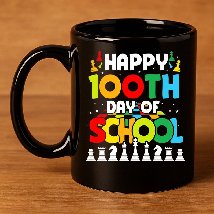 Chess Stuff Chess Club Chess Merch 100th Day Of School Chess Gift 11oz C Handle Ceramic Mug