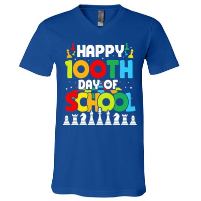 Chess Stuff Chess Club Chess Merch 100th Day Of School Chess Gift V-Neck T-Shirt