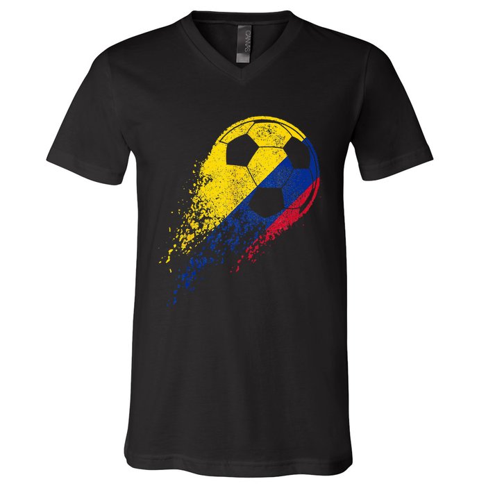 Colombia Soccer Colombian Flag Pride Soccer Player V-Neck T-Shirt