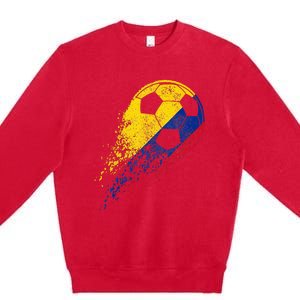 Colombia Soccer Colombian Flag Pride Soccer Player Premium Crewneck Sweatshirt