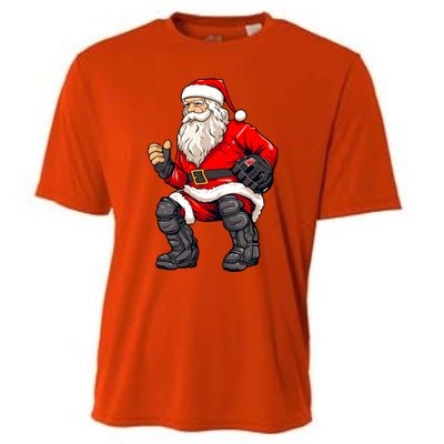 Christmas Santa Claus Dunking A Baseball Funny Xmas Cute Gift Cooling Performance Crew T-Shirt