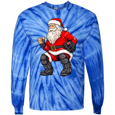 Christmas Santa Claus Dunking A Baseball Funny Xmas Cute Gift Tie-Dye Long Sleeve Shirt