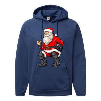 Christmas Santa Claus Dunking A Baseball Funny Xmas Cute Gift Performance Fleece Hoodie