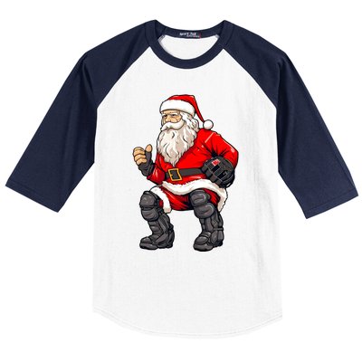 Christmas Santa Claus Dunking A Baseball Funny Xmas Cute Gift Baseball Sleeve Shirt