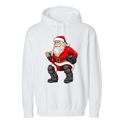 Christmas Santa Claus Dunking A Baseball Funny Xmas Cute Gift Garment-Dyed Fleece Hoodie