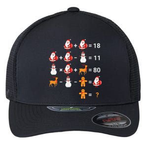 Christmas Santa Claus Fraction Cute Xmas Cookie Math Teacher Flexfit Unipanel Trucker Cap