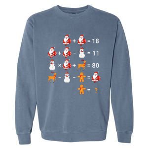 Christmas Santa Claus Fraction Cute Xmas Cookie Math Teacher Garment-Dyed Sweatshirt