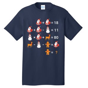 Christmas Santa Claus Fraction Cute Xmas Cookie Math Teacher Tall T-Shirt