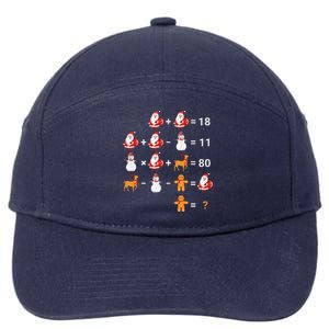 Christmas Santa Claus Fraction Cute Xmas Cookie Math Teacher 7-Panel Snapback Hat