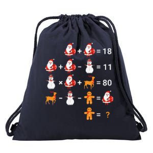 Christmas Santa Claus Fraction Cute Xmas Cookie Math Teacher Drawstring Bag