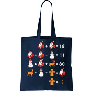 Christmas Santa Claus Fraction Cute Xmas Cookie Math Teacher Tote Bag