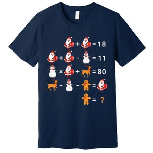 Christmas Santa Claus Fraction Cute Xmas Cookie Math Teacher Premium T-Shirt