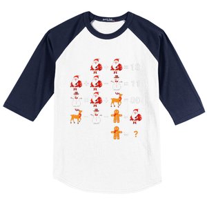 Christmas Santa Claus Fraction Cute Xmas Cookie Math Teacher Baseball Sleeve Shirt