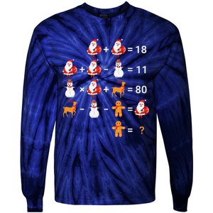 Christmas Santa Claus Fraction Cute Xmas Cookie Math Teacher Tie-Dye Long Sleeve Shirt