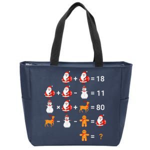 Christmas Santa Claus Fraction Cute Xmas Cookie Math Teacher Zip Tote Bag