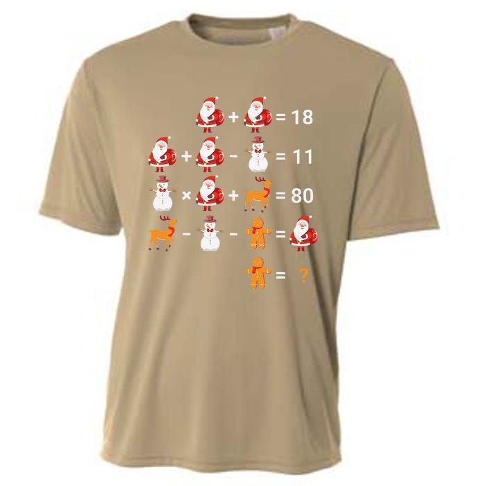 Christmas Santa Claus Fraction Cute Xmas Cookie Math Teacher Cooling Performance Crew T-Shirt