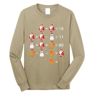 Christmas Santa Claus Fraction Cute Xmas Cookie Math Teacher Long Sleeve Shirt