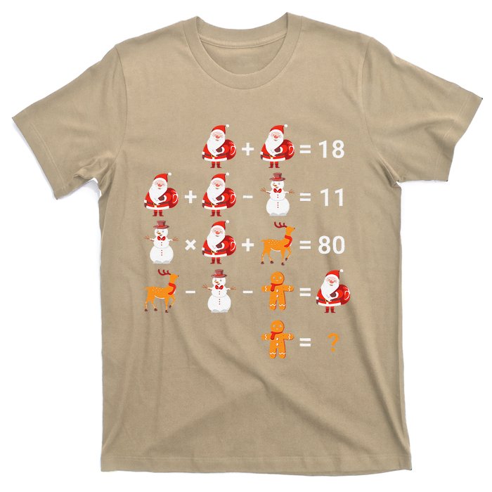 Christmas Santa Claus Fraction Cute Xmas Cookie Math Teacher T-Shirt