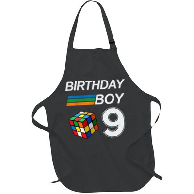 Competitive Speed Cubing 9 Years Old Birthday For Kids Full-Length Apron With Pockets