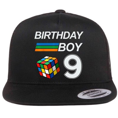 Competitive Speed Cubing 9 Years Old Birthday For Kids Flat Bill Trucker Hat