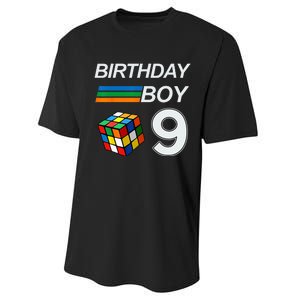 Competitive Speed Cubing 9 Years Old Birthday For Kids Performance Sprint T-Shirt