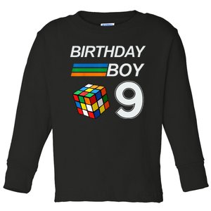 Competitive Speed Cubing 9 Years Old Birthday For Kids Toddler Long Sleeve Shirt