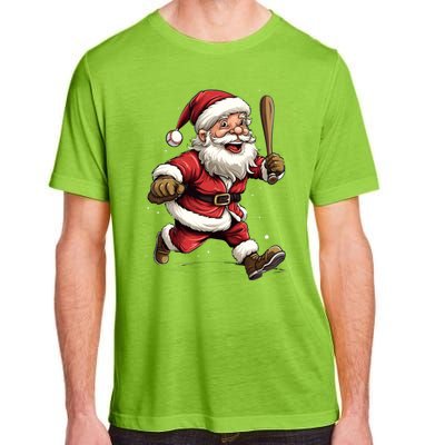 Christmas Santa Claus Playing Baseball Batter Xmas Gift Adult ChromaSoft Performance T-Shirt