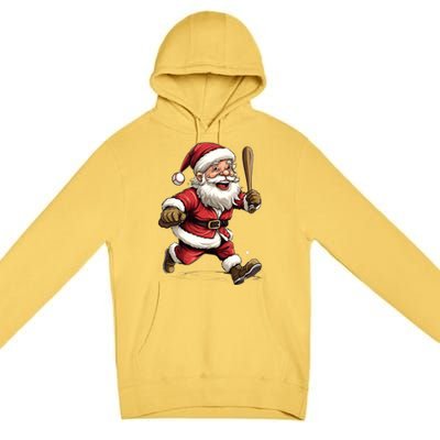 Christmas Santa Claus Playing Baseball Batter Xmas Gift Premium Pullover Hoodie