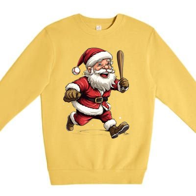 Christmas Santa Claus Playing Baseball Batter Xmas Gift Premium Crewneck Sweatshirt