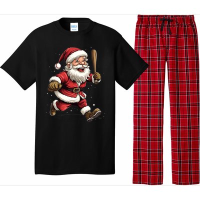 Christmas Santa Claus Playing Baseball Batter Xmas Gift Pajama Set