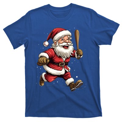 Christmas Santa Claus Playing Baseball Batter Xmas Gift T-Shirt