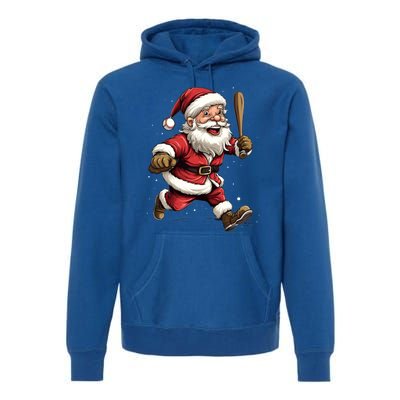 Christmas Santa Claus Playing Baseball Batter Xmas Gift Premium Hoodie