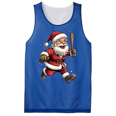 Christmas Santa Claus Playing Baseball Batter Xmas Gift Mesh Reversible Basketball Jersey Tank