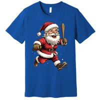 Christmas Santa Claus Playing Baseball Batter Xmas Gift Premium T-Shirt