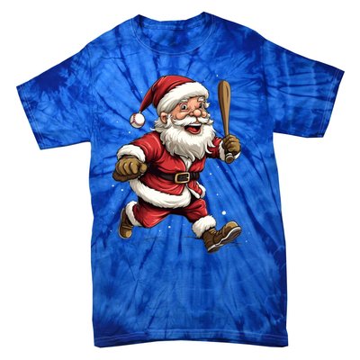 Christmas Santa Claus Playing Baseball Batter Xmas Gift Tie-Dye T-Shirt