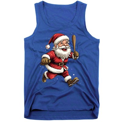 Christmas Santa Claus Playing Baseball Batter Xmas Gift Tank Top